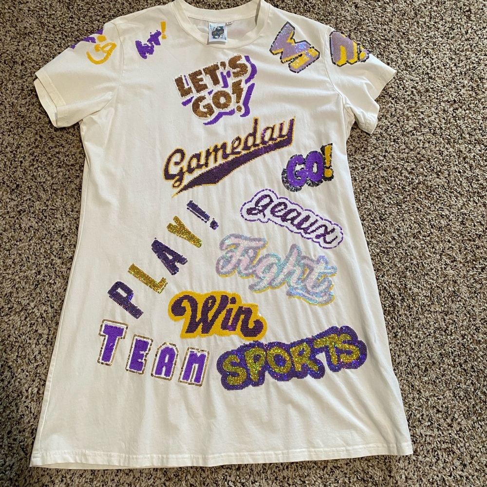 Queen of Sparkles QOS LSU Purple Gold Tigers T-shirt Dress